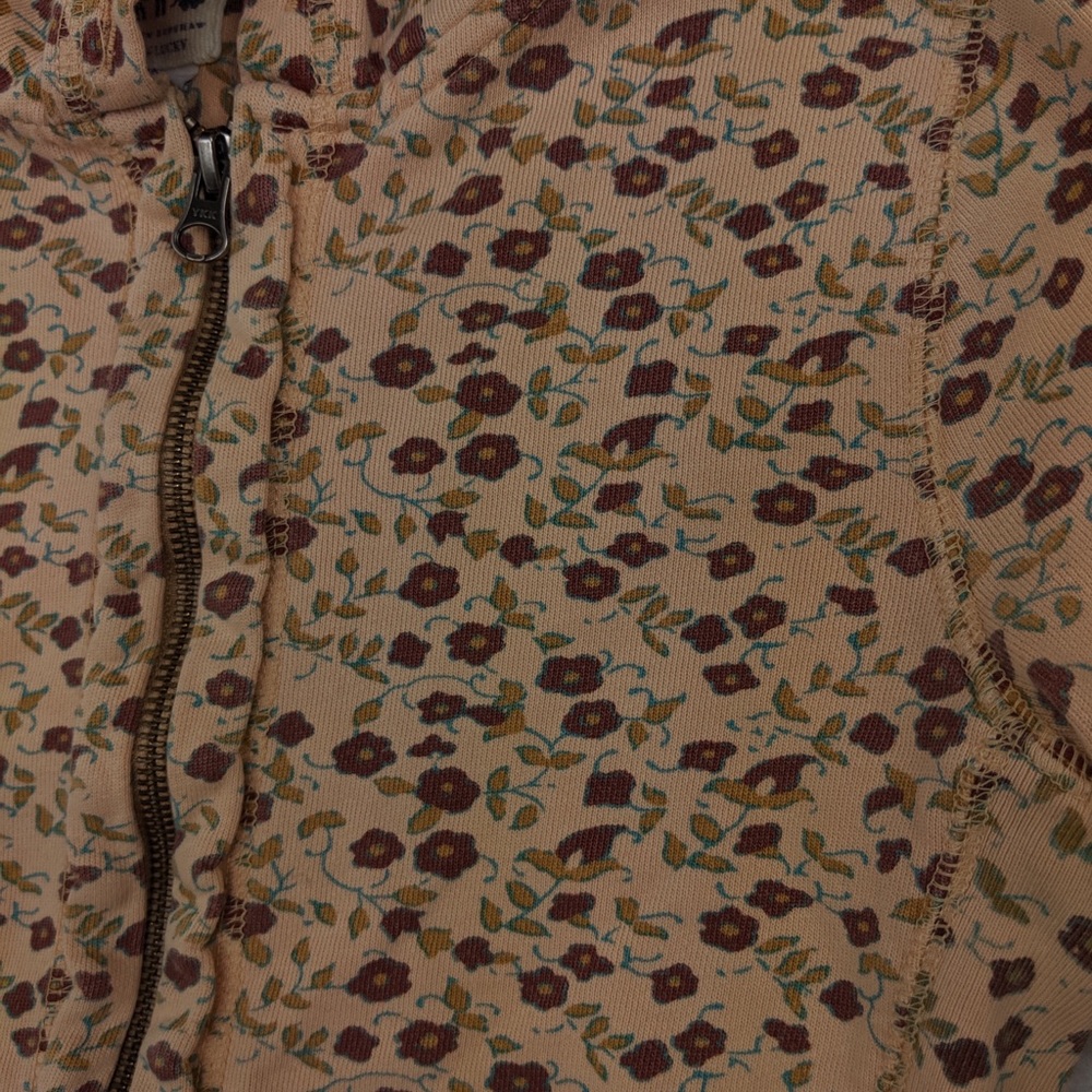 3/$20 Sale Lucky brand floral tan brown zip up hoodie XS - Picture 3 of 6